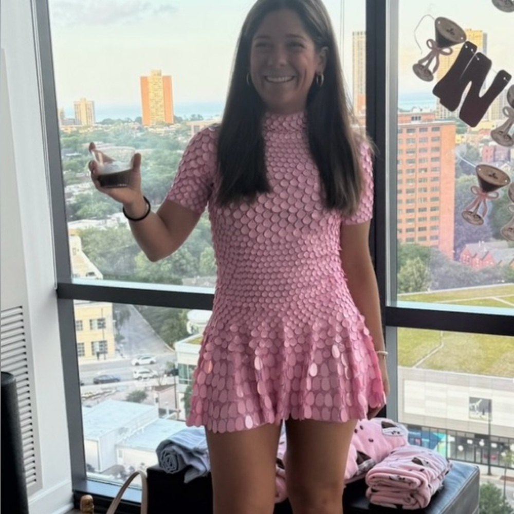 Elegant Pink Sequin Mini Dress